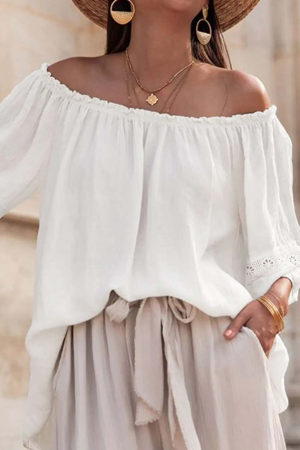 Lace Detail Off-Shoulder Blouse, image 9