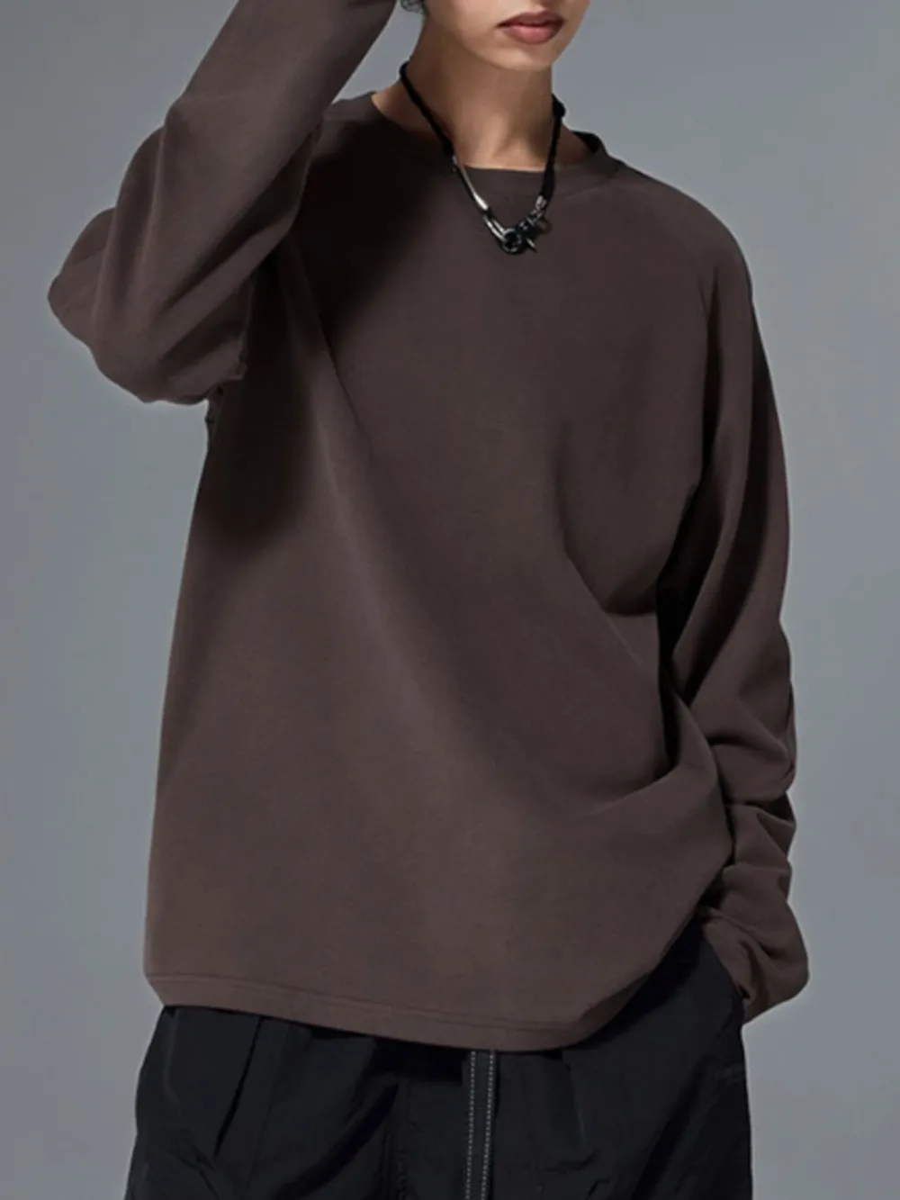 Men's Oversized Round Neck Long Sleeve T-Shirt, image 2