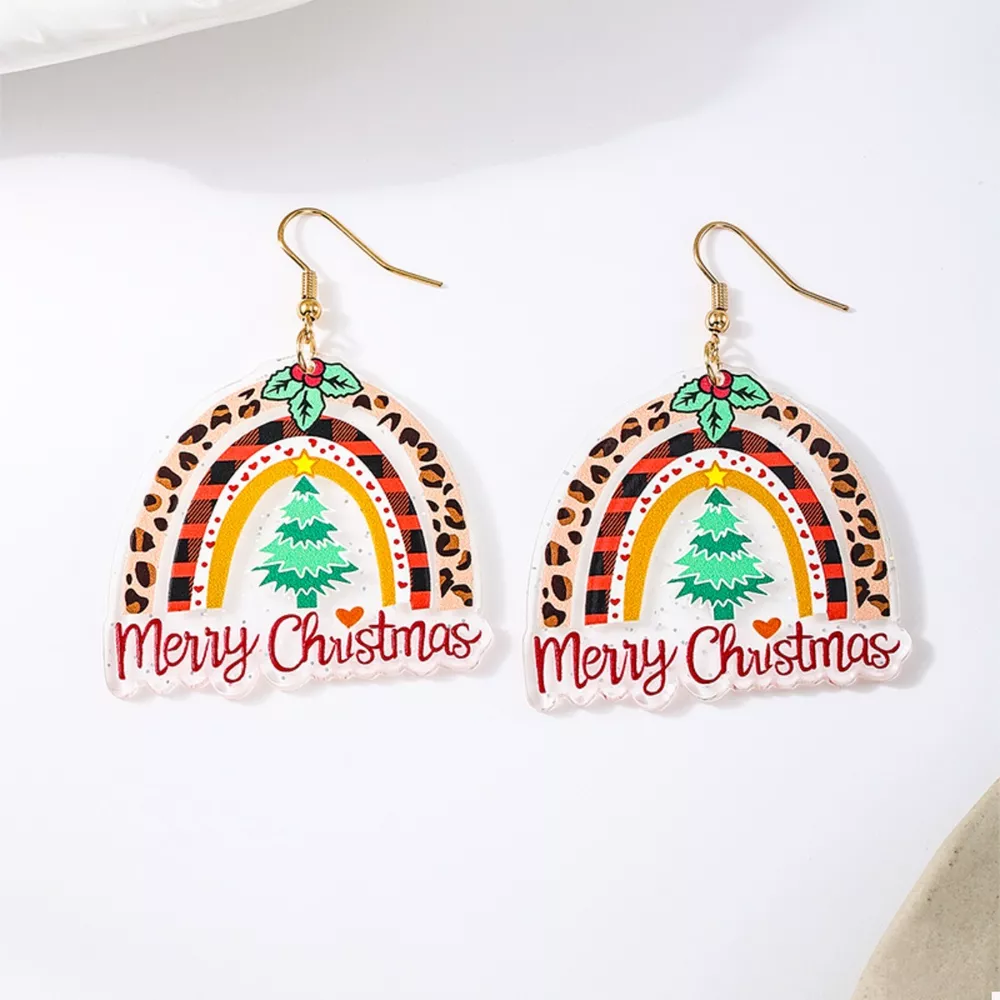 Christmas Rainbow Dangle Earrings, image 2