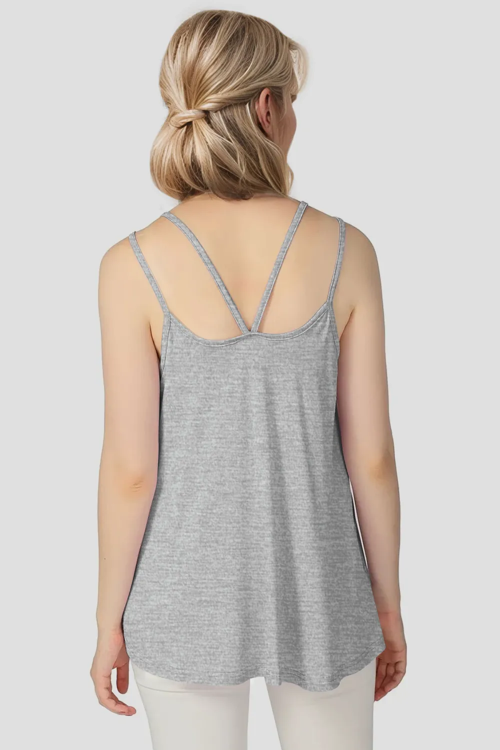 Bamboo Scoop Neck Double Spaghetti Straps Cami, image 12