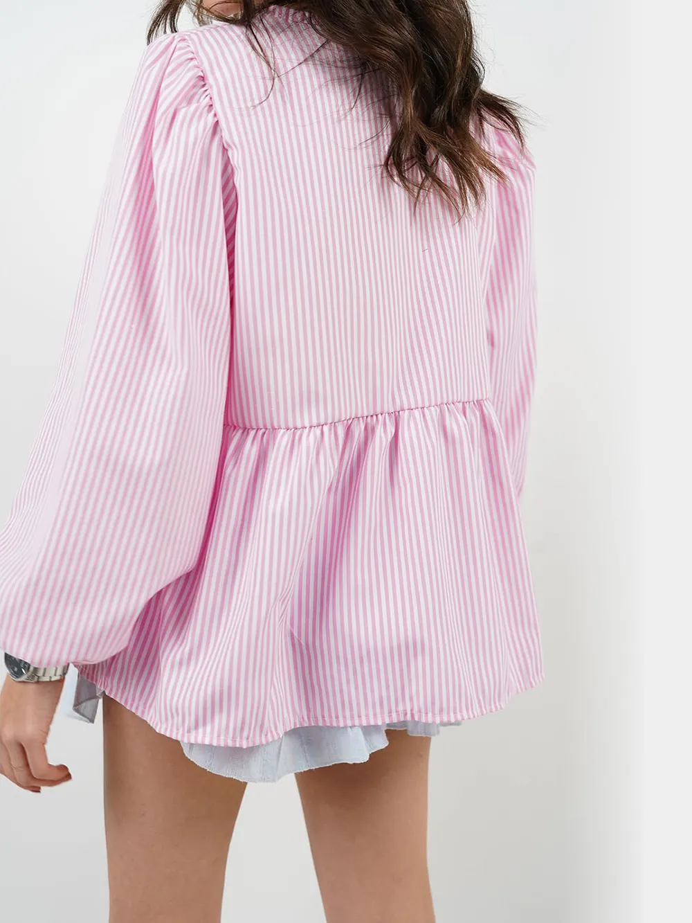 Tied Round Neck Long Sleeve Blouse, image 16