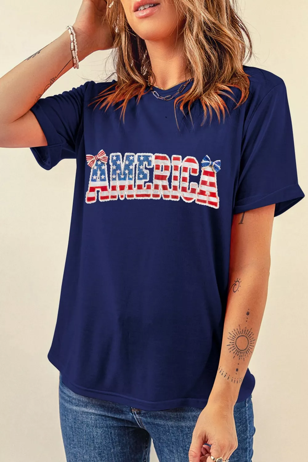 AMERICA Round Neck Relaxed T-Shirt, image 5