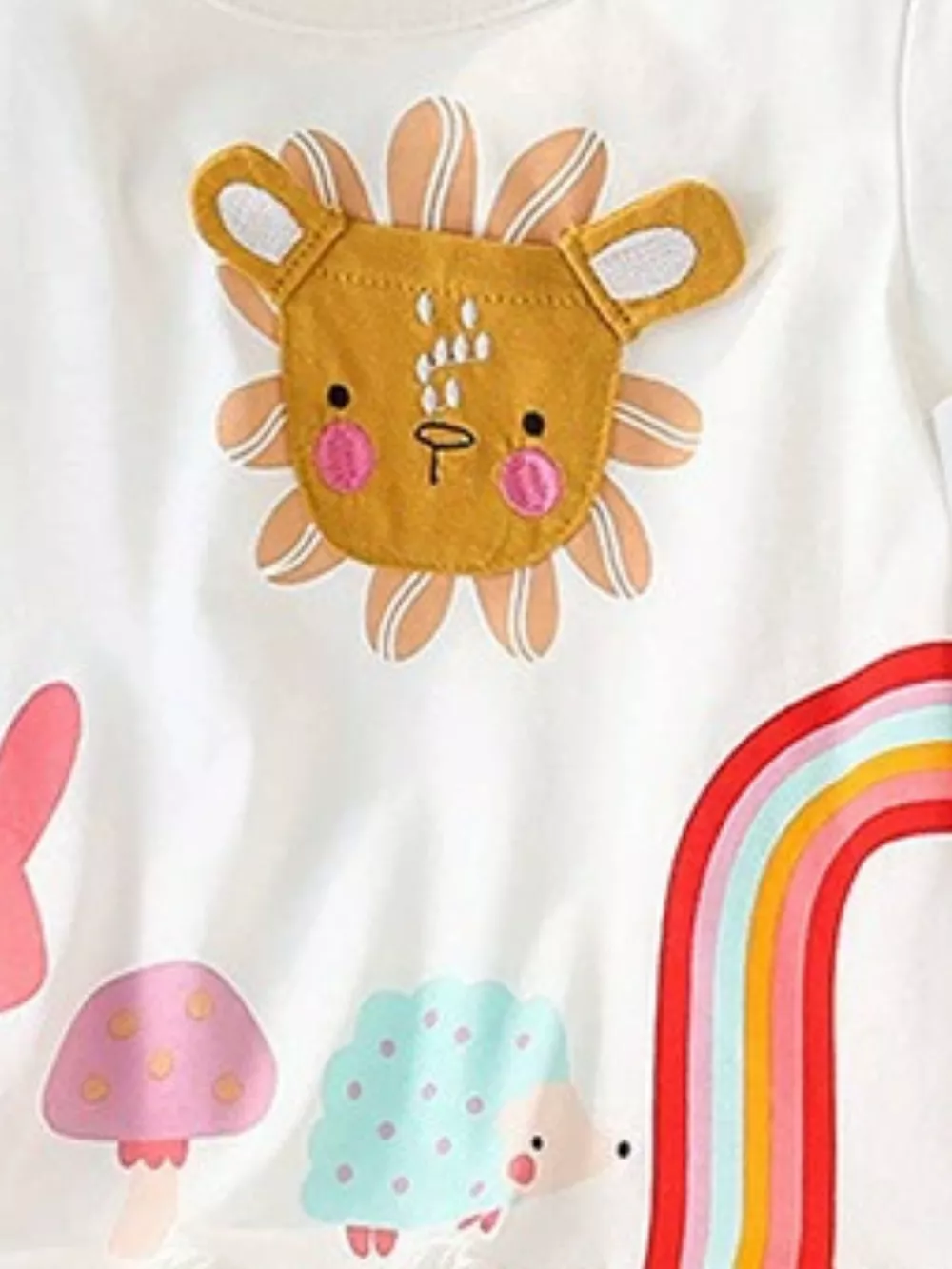 Children's Cartoon Animal Graphic Ruffle Hem T-Shirt, image 5