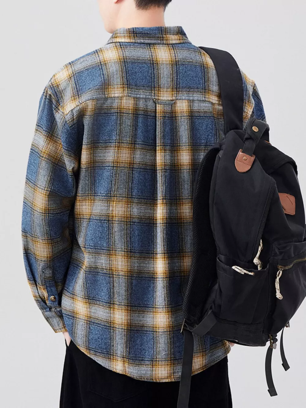Men's Plus Size Plaid Button Up Long Sleeve Shirt, image 3