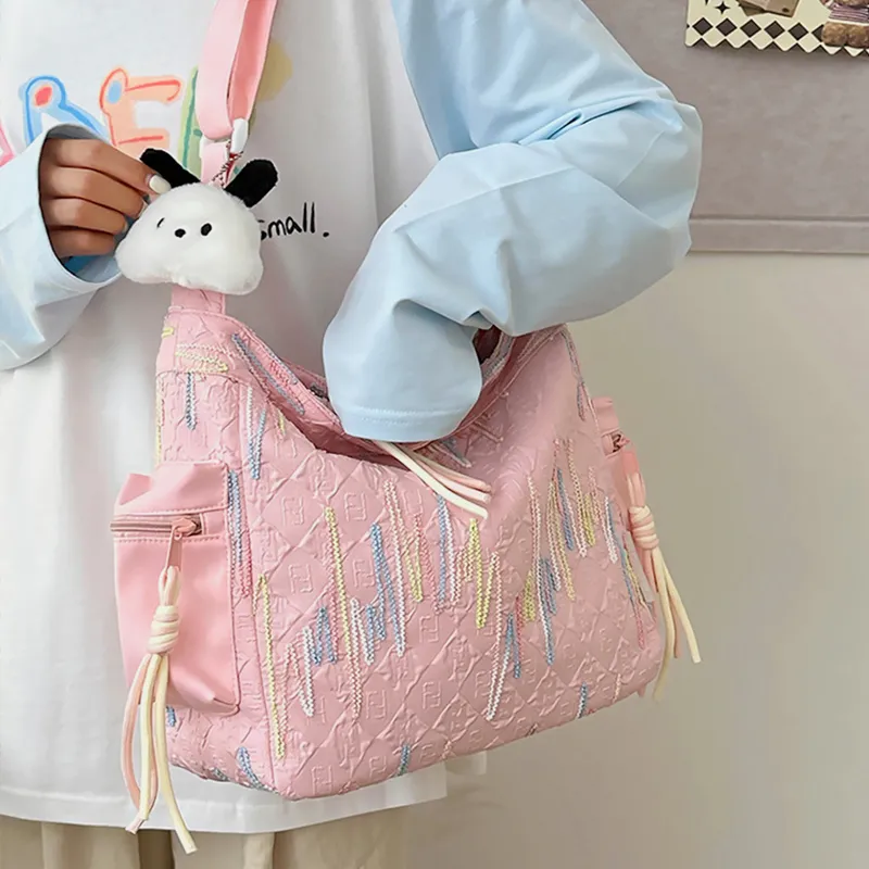 Contrast Texture Shoulder Bag, image 8