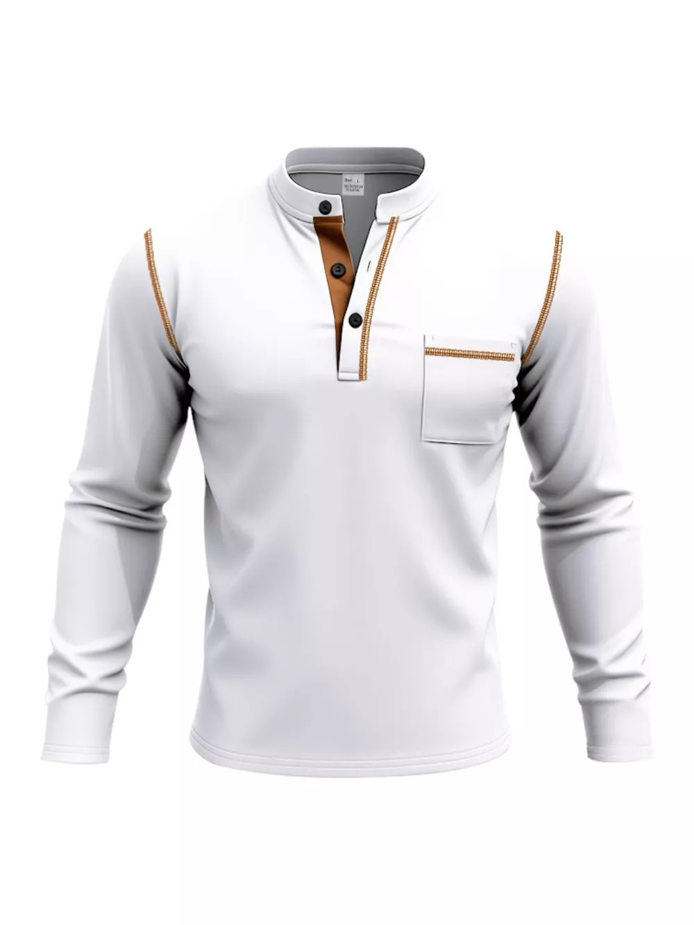 Men's Full Size Casual Long Sleeve Henley T-Shirt with Pocket Plus Size, image 3