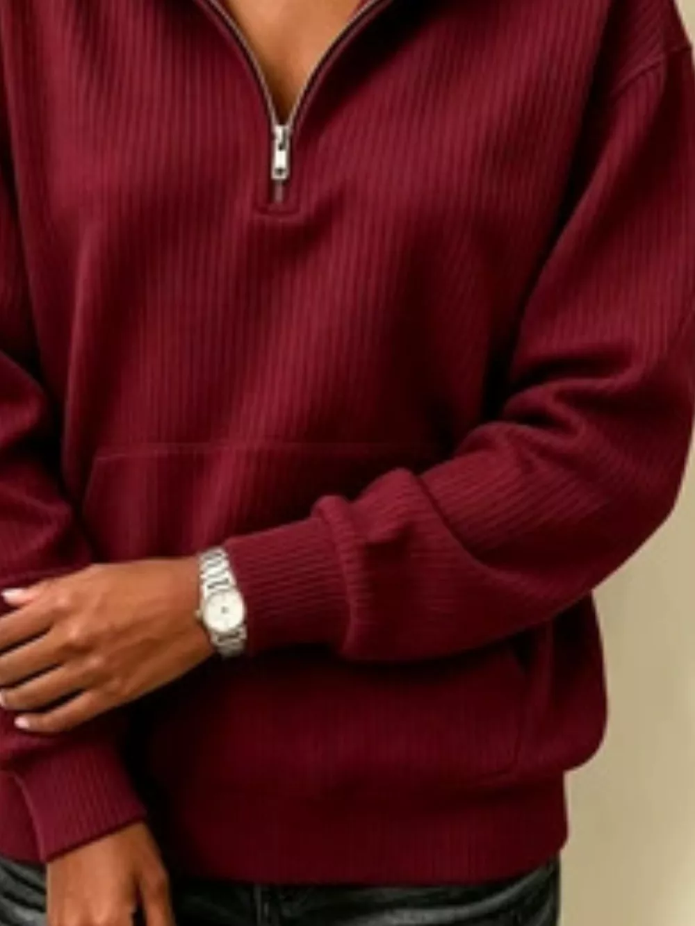 Kangaroo Pocket Half-Zip Hoodie, image 12