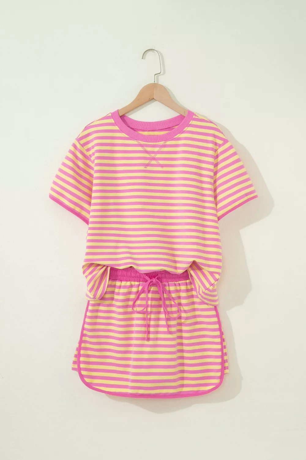 Striped Round Neck Tee and Shorts Casual Set, image 3