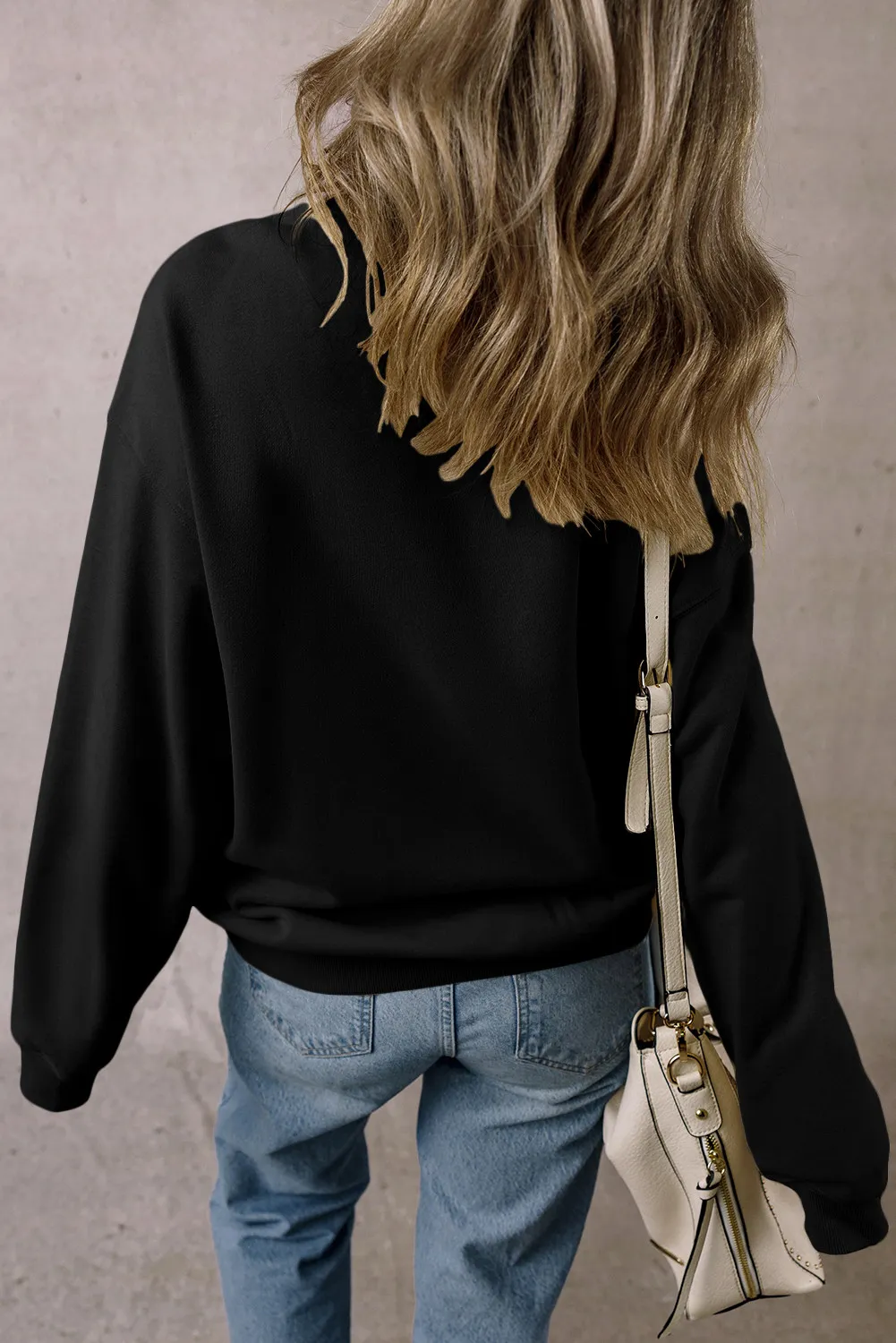 Letter Graphic Round Neck Long Sleeve Sweatshirt, image 3