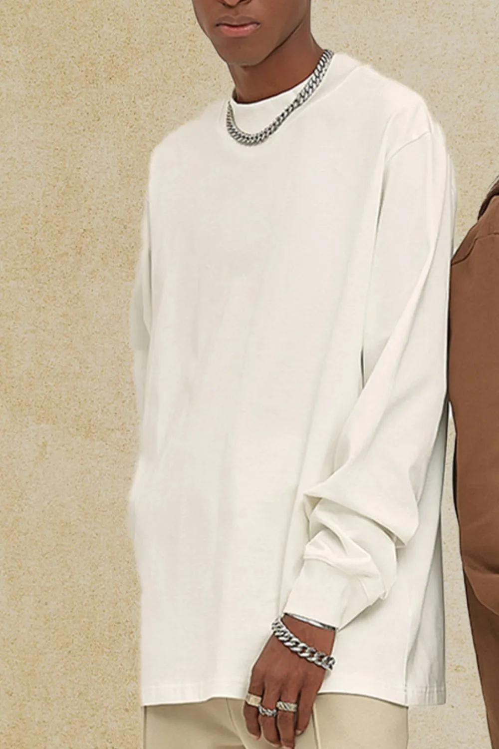 Men's Round Neck Long Sleeve T-Shirt, image 2