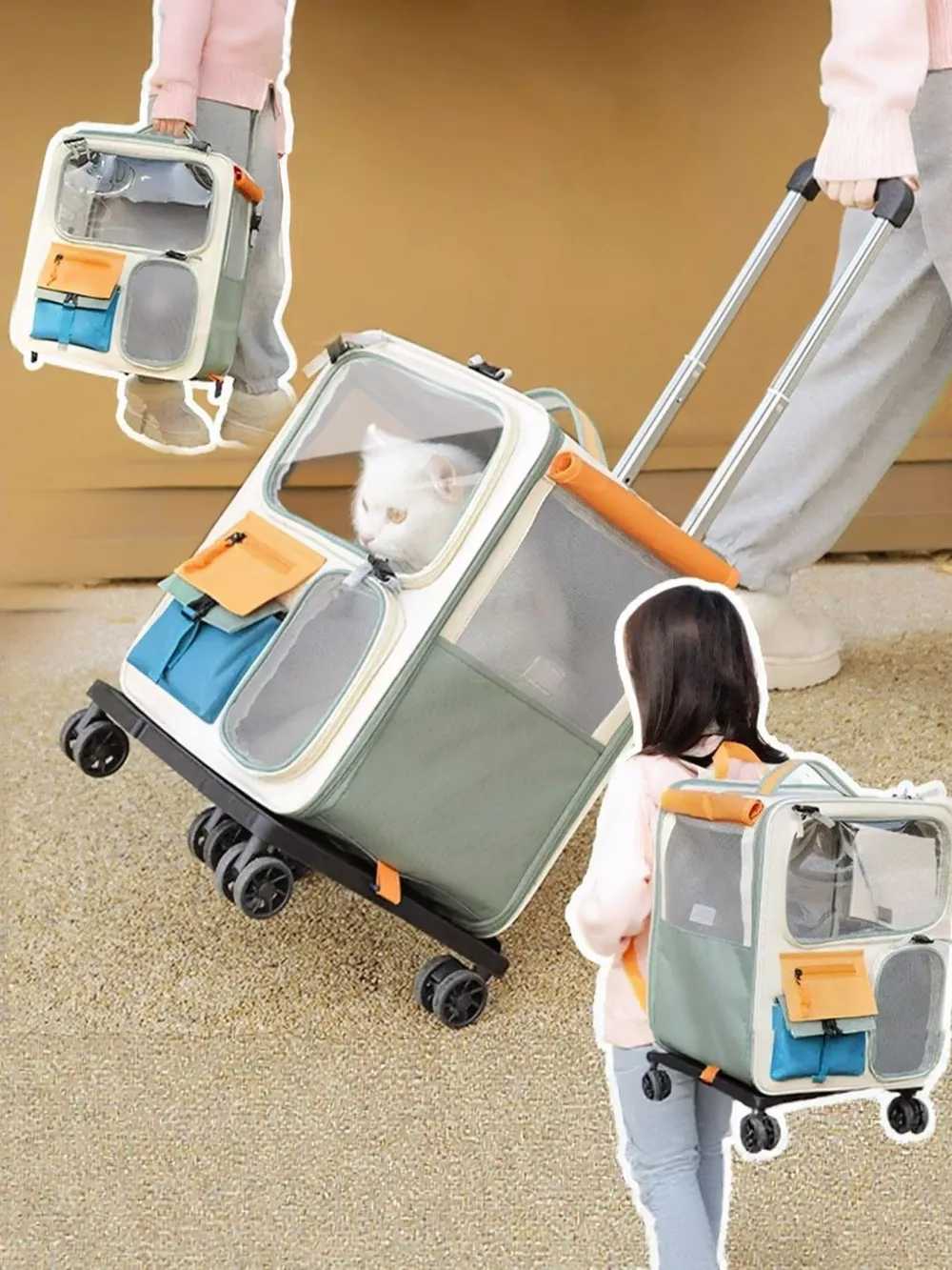 Rolling Pet Carrier with Telescopic Handle, image 4