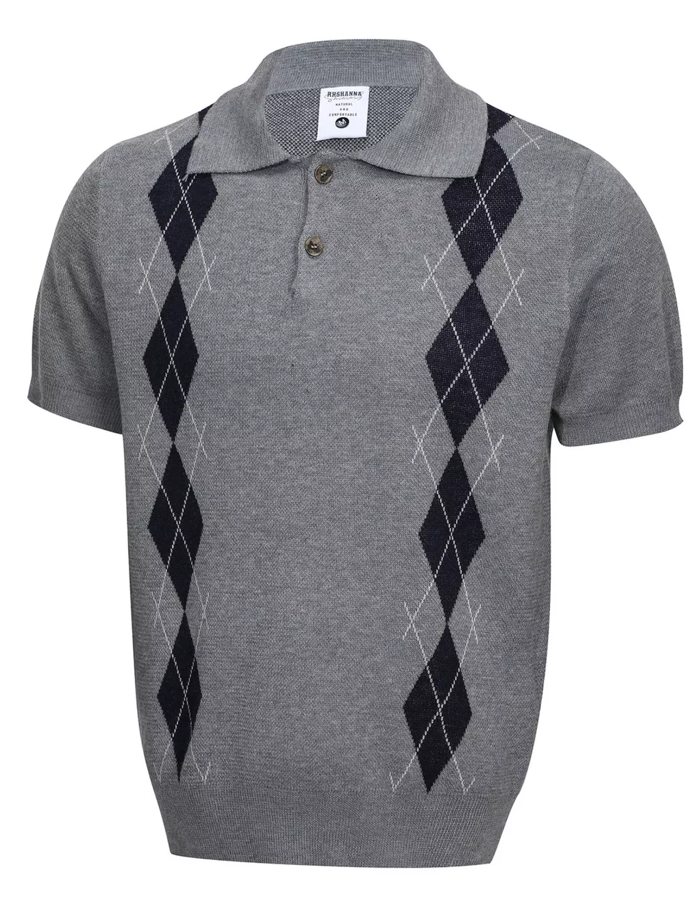 Men's Argyle Knit Short Sleeve Polo, image 4