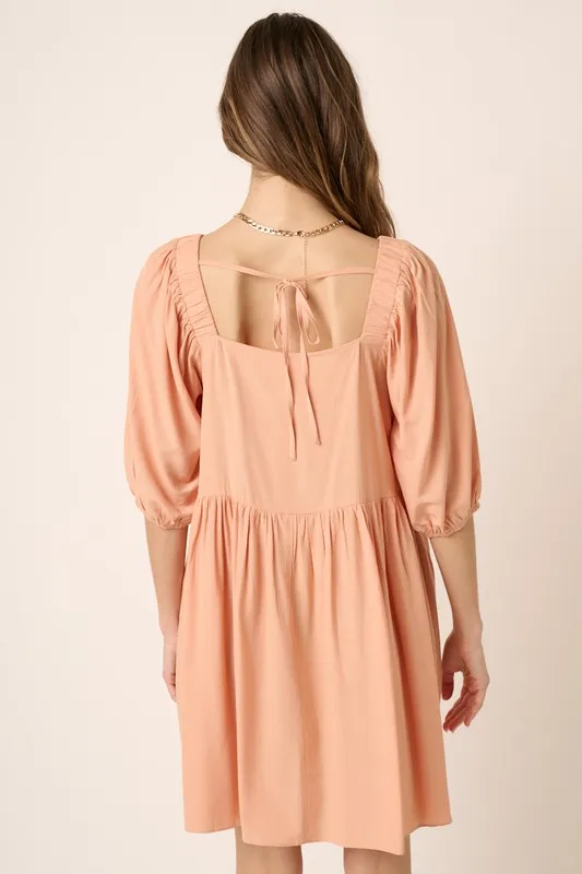 Pintuck Detail Tie Back Mini Dress, image 2