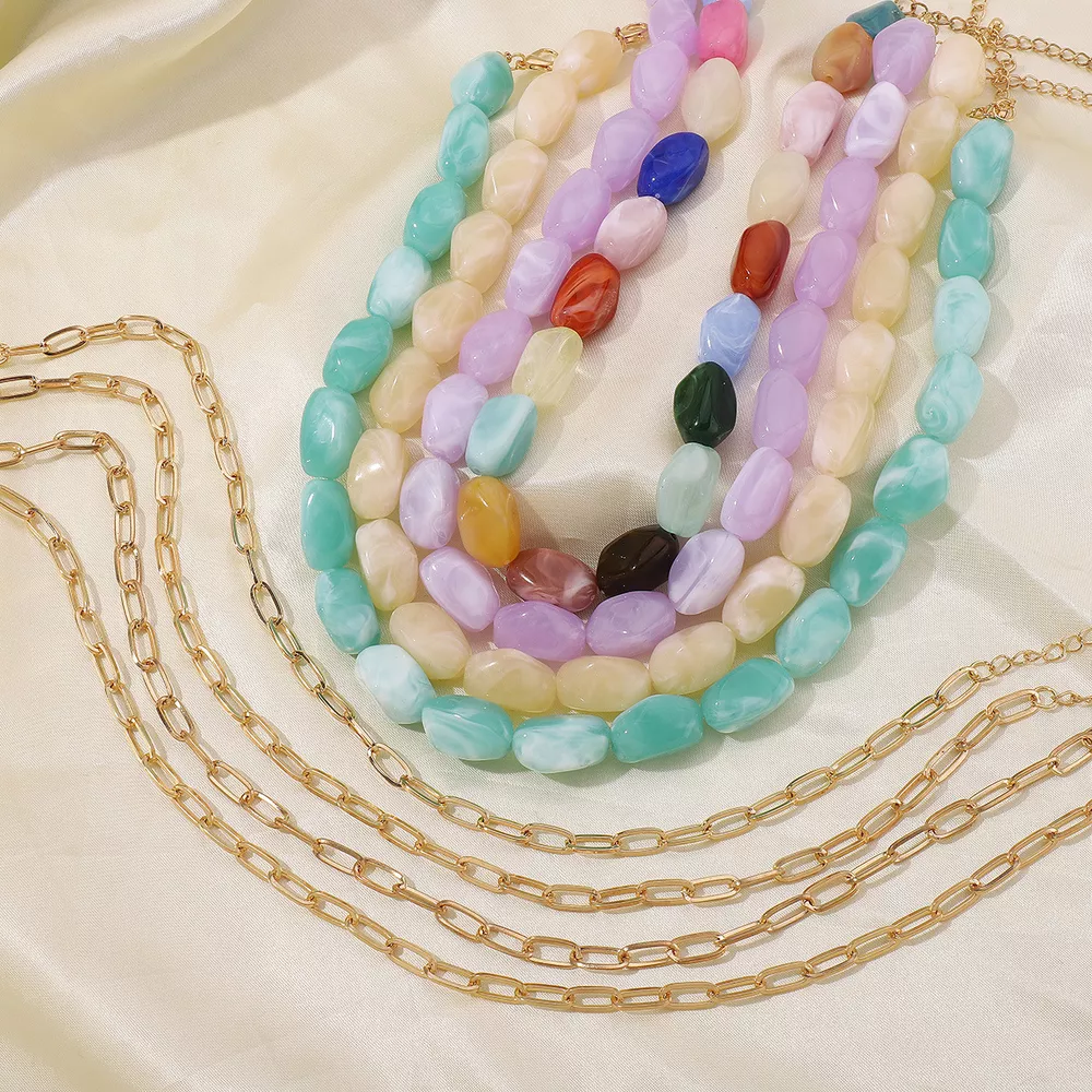 2 Piece Colorful Beaded Chain Necklace, image 4