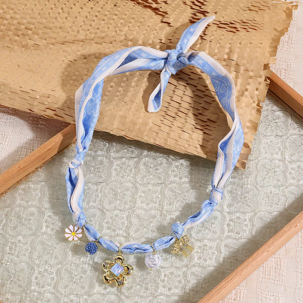 Ribbon Flower Charm Necklace, image 3