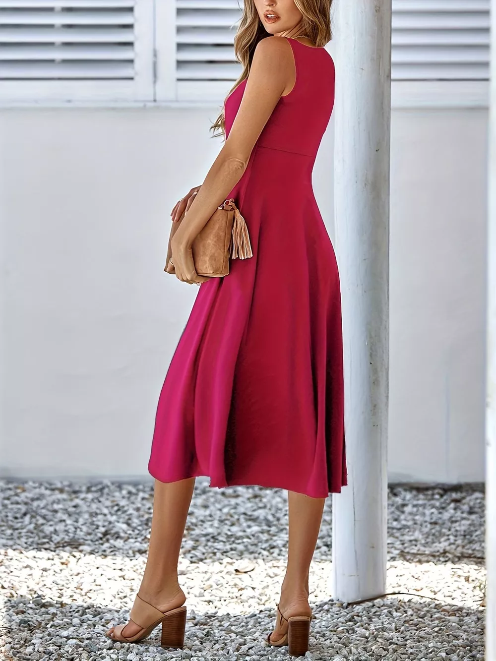 Sleeveless A-Line Midi Dress, image 9