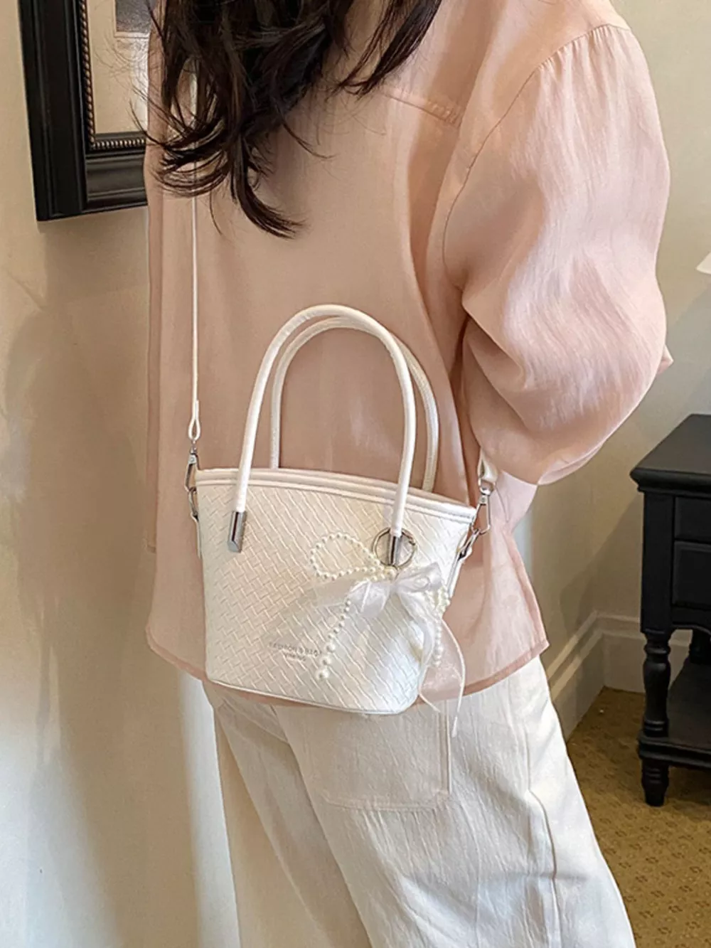 Textured Bucket Crossbody Bag, image 5