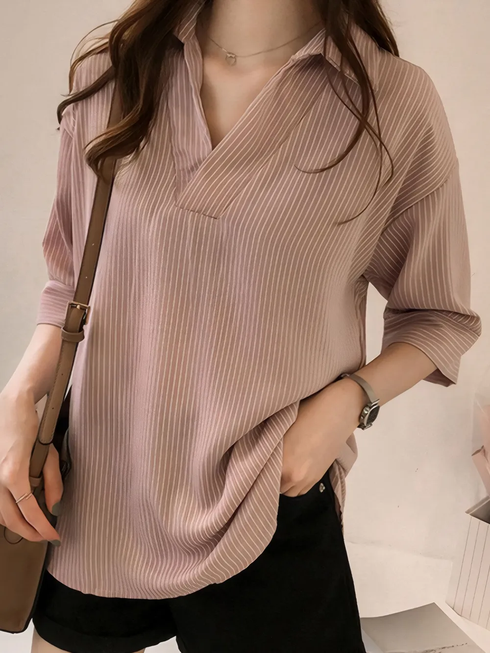 Striped Collared Neck Shirt, image 2