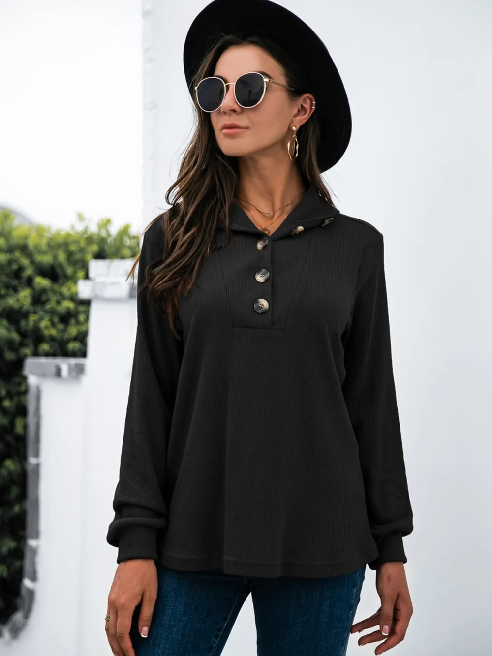 Half Button Long Sleeve T-Shirt, image 9