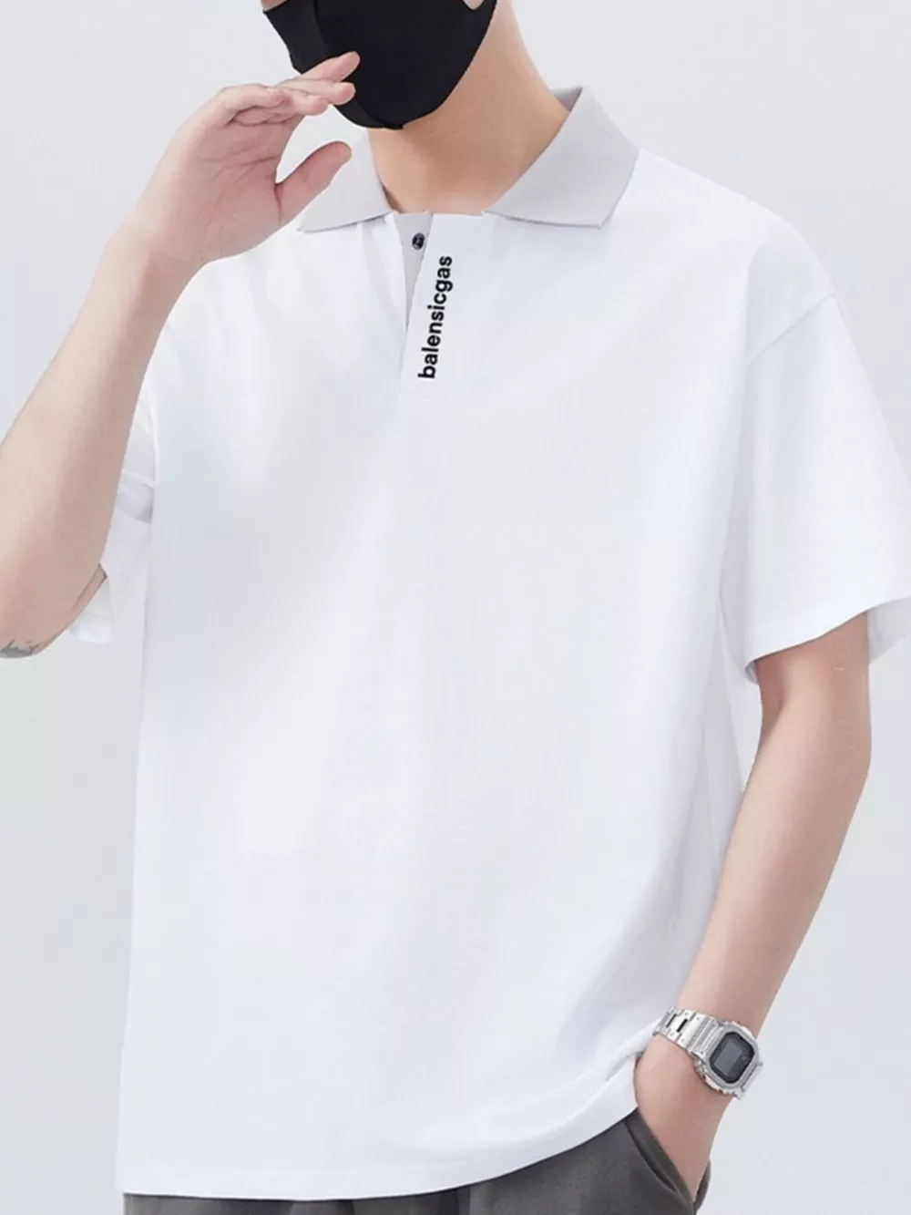 Men's Plus Size Contrast Collar Short Sleeve Polo, image 11