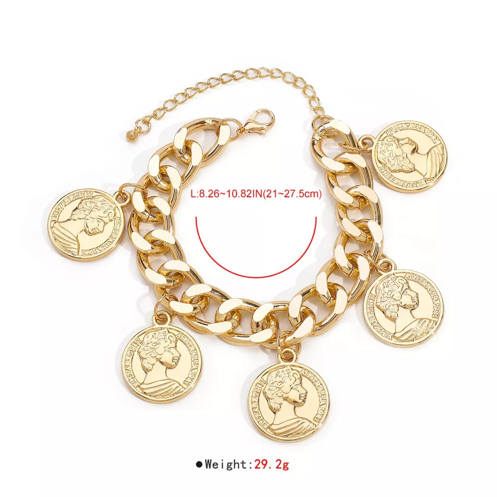 18K Gold-Plated Coin Charm Bracelet, image 8