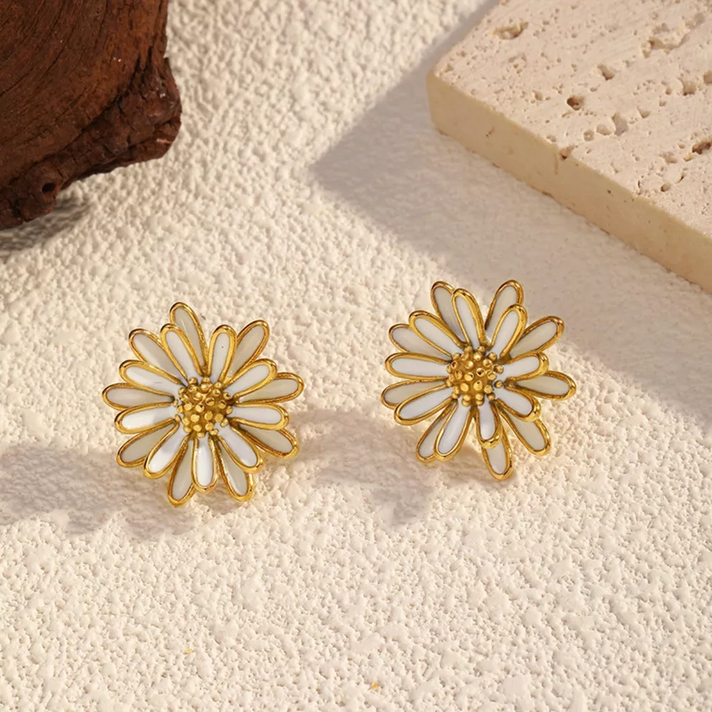 18K Gold-Plated Flower Stud Earrings, image 4
