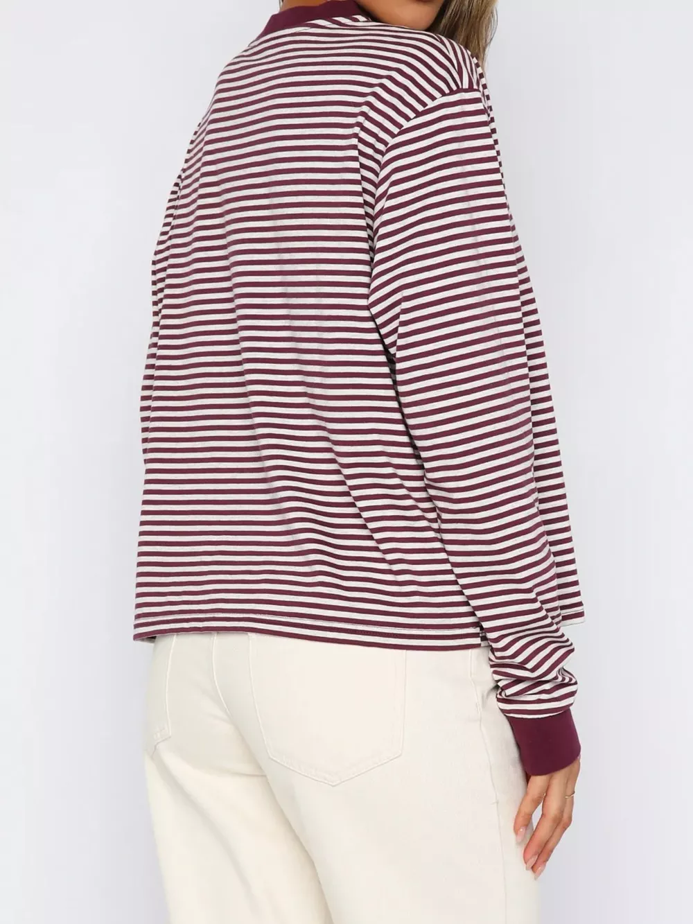 Striped Oversized Round Neck Sweatshirt, image 8
