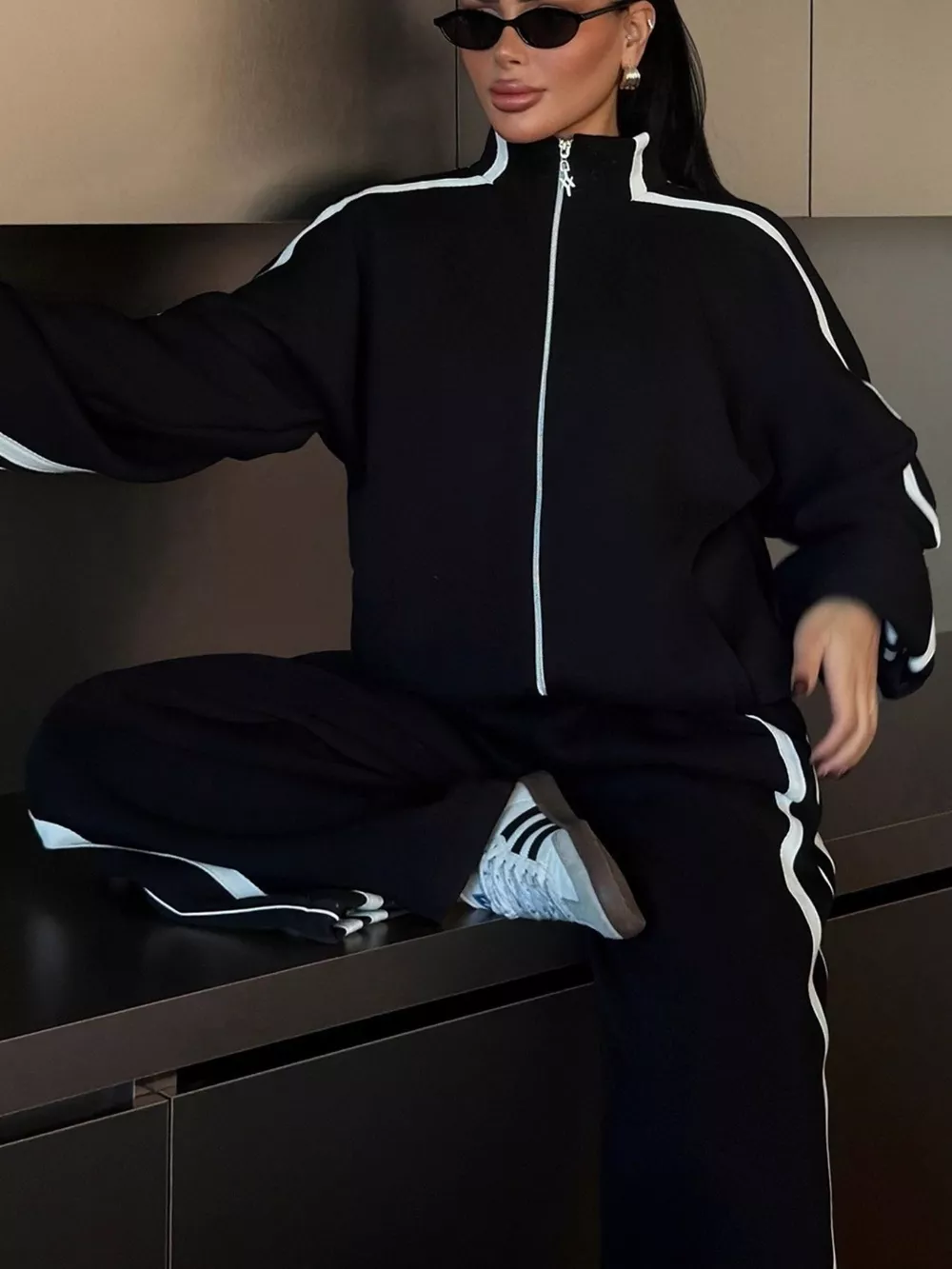 Side Stripes Zip Up Top and Pants Set, image 6