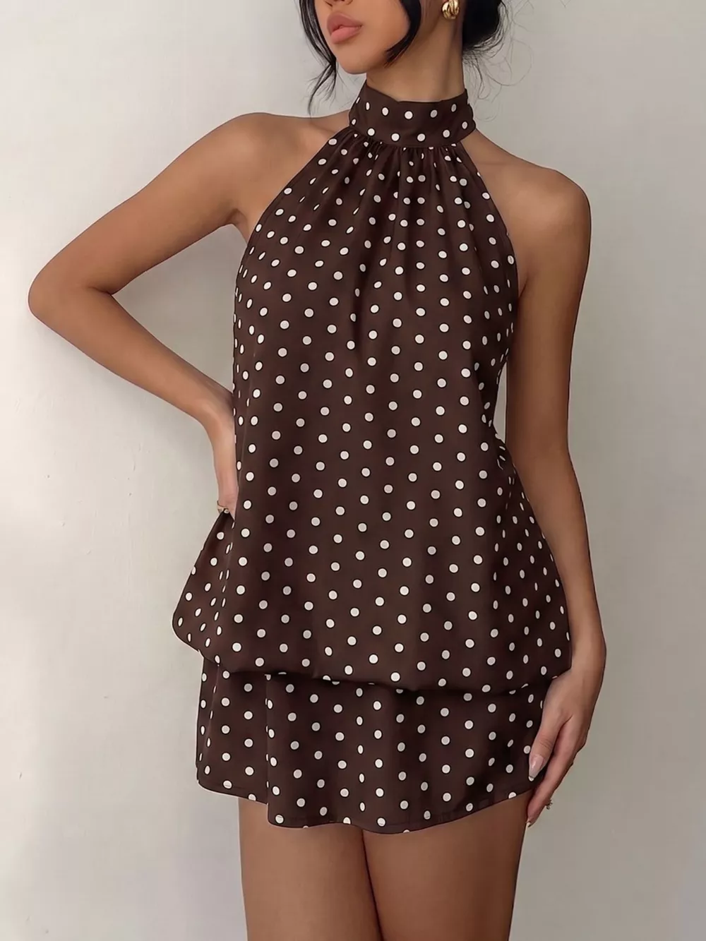 Polka Dot Halter Neck Mini Dress, image 14