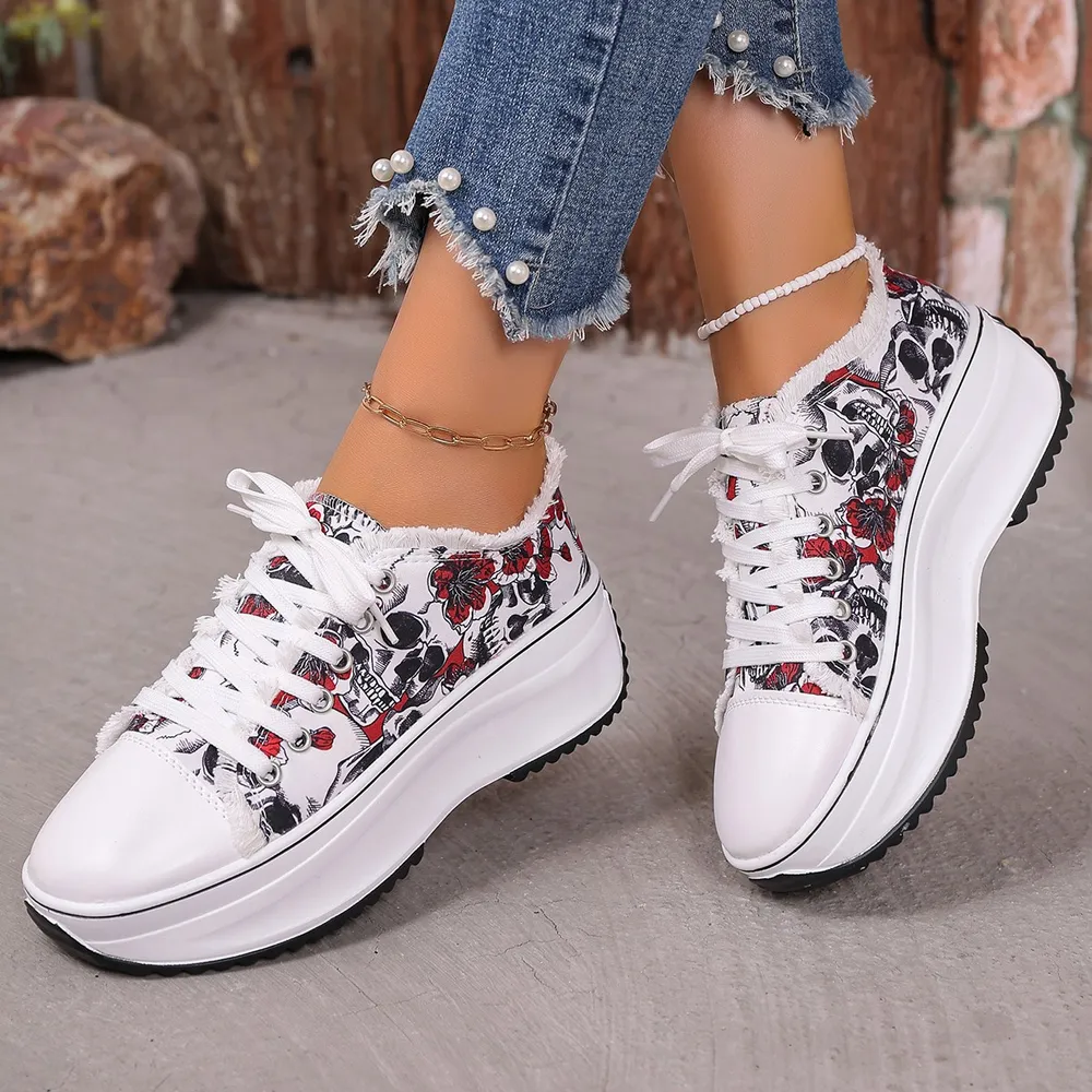 Printed Lace Up Platform Sneakers, image 2