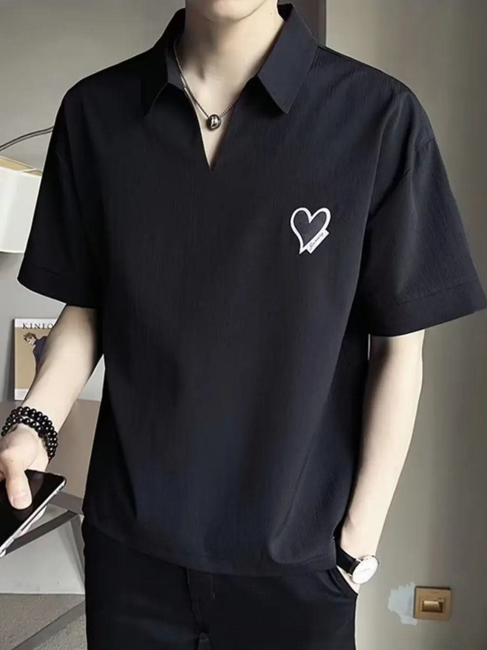Men's Plus Size Classic Heart Logo Polo Shirt, image 2