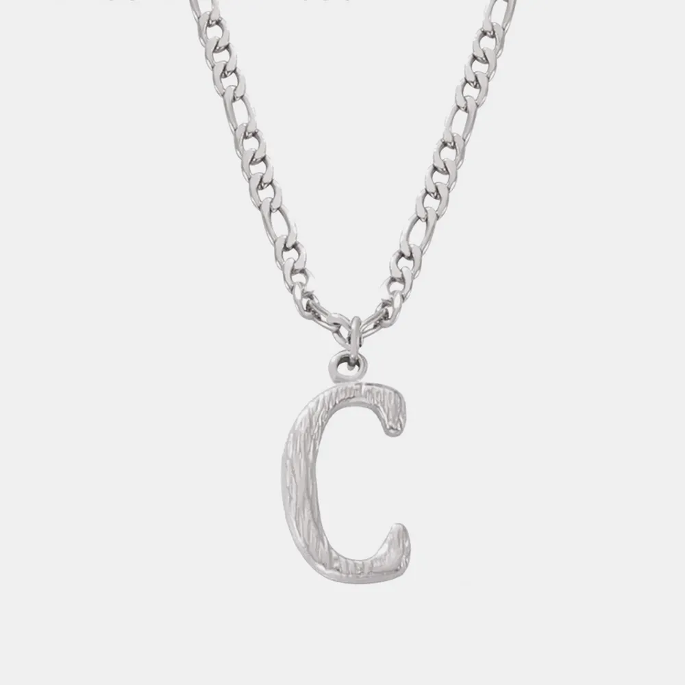 Titanium Steel Letter Pendant Necklace, image 3