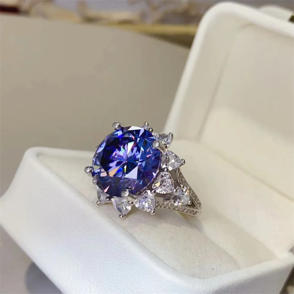 10 Carat Moissanite 925 Sterling Silver Ring, image 3