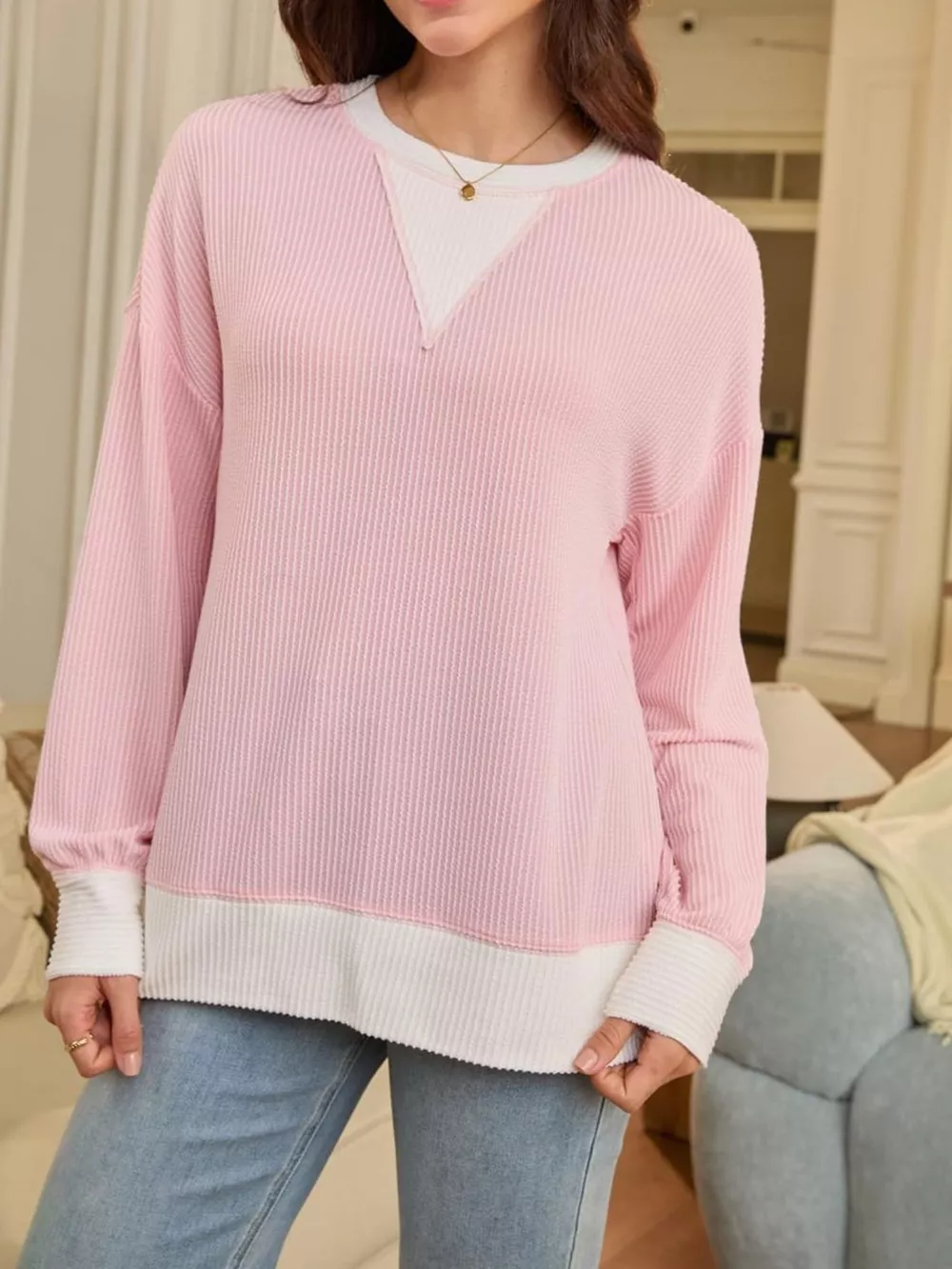 Contrast Dropped Shoulder Sweatshirt, image 7