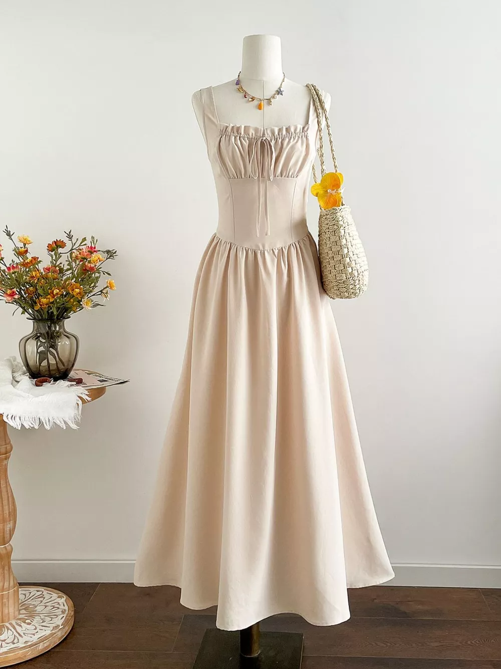 Square Neck Sleeveless A-Line Dress, image 3