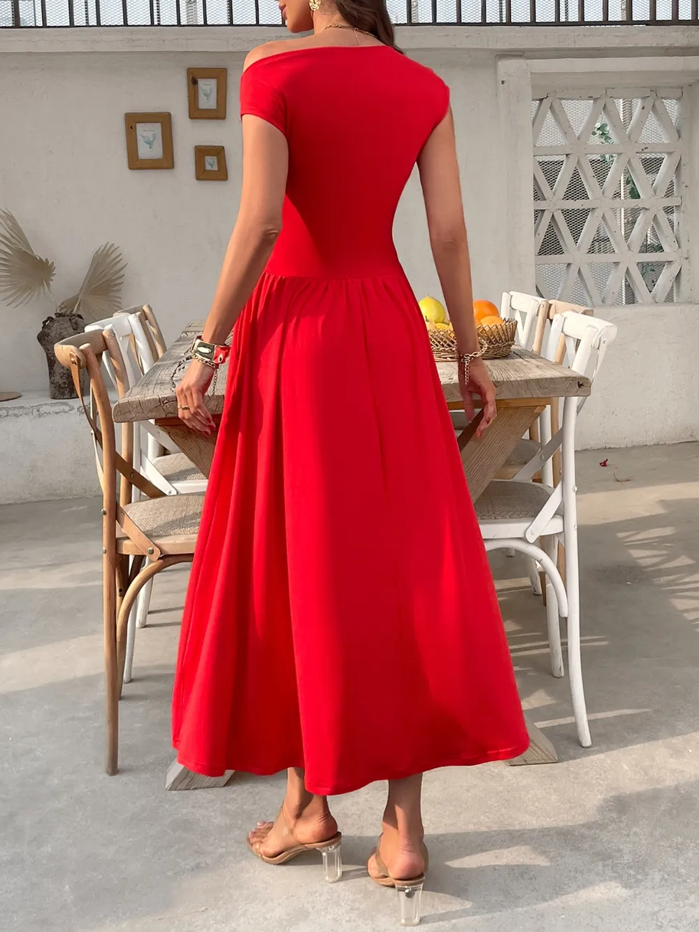 Single Shoulder Midi Dress with Pockets, image 10