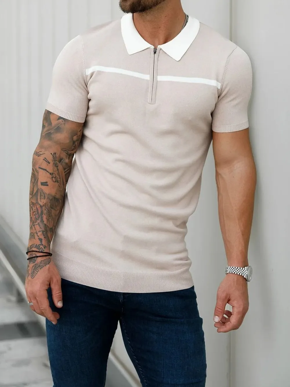 Men's Plus Size Collared Neck Short Sleeve Polo, image 2