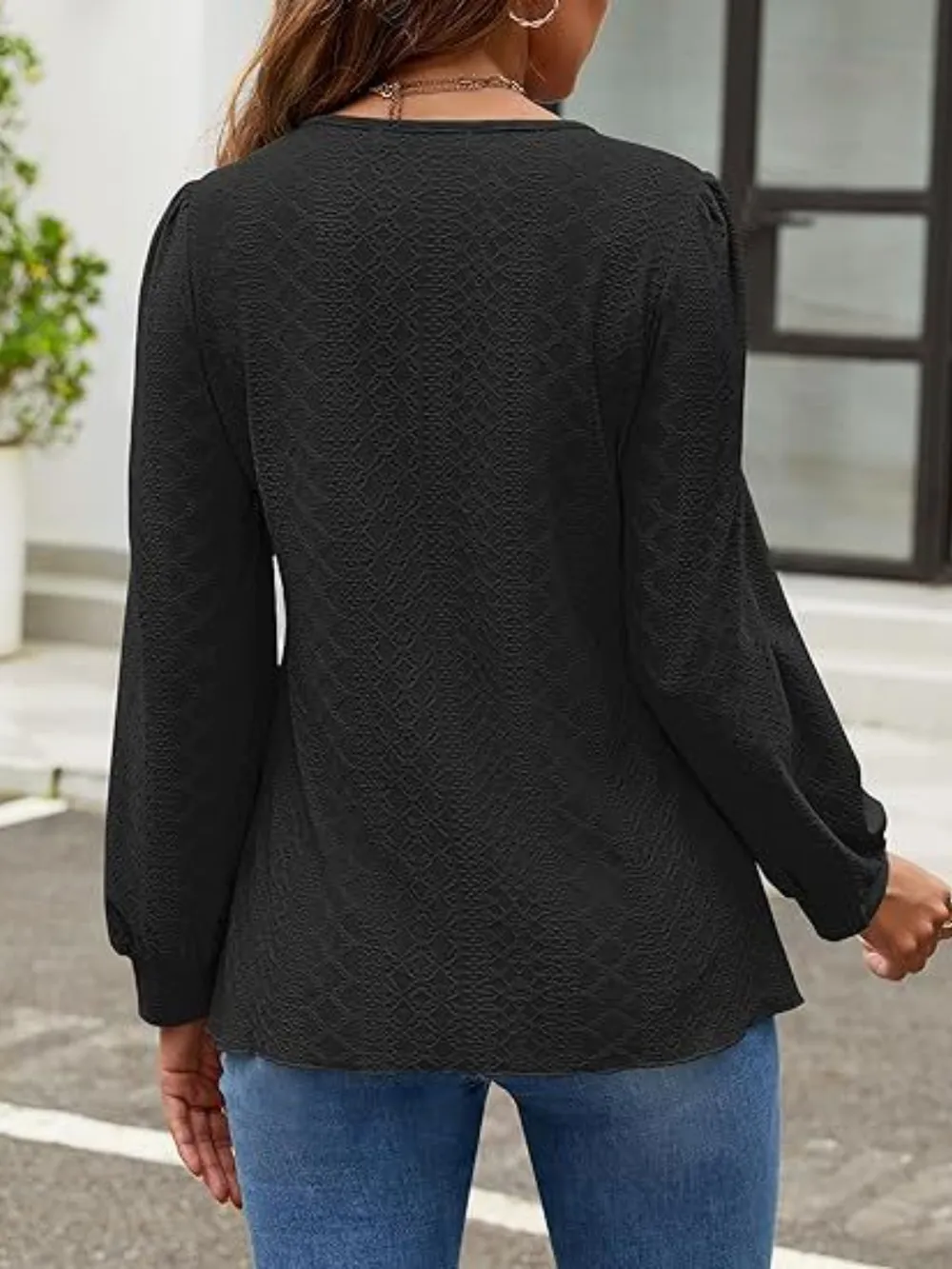 Eyelet Round Neck Long Sleeve Top, image 11
