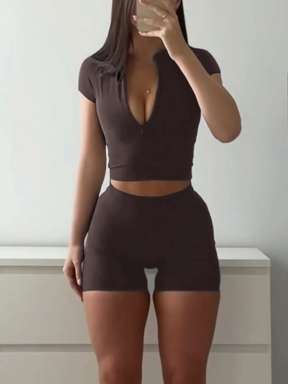 Short Sleeve Crop Top and Shorts Set, image 7