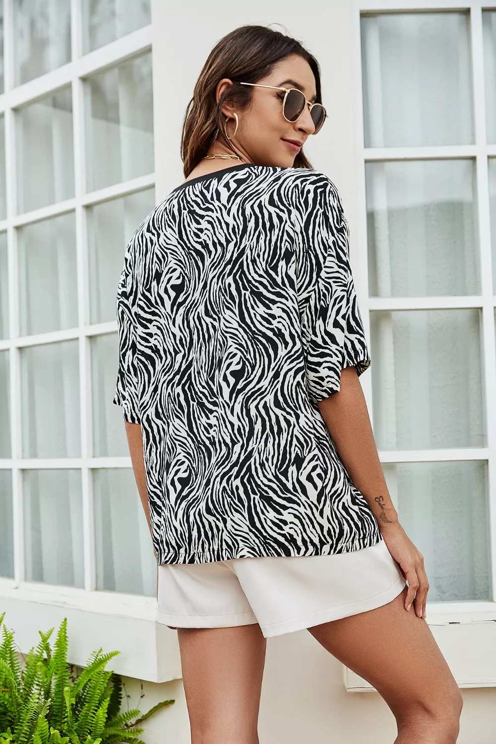 Printed Round Neck Half Sleeve Top, image 3