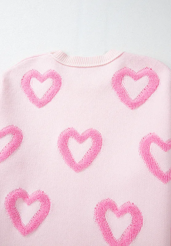 High-Low Heart Round Neck Long Sleeve Sweater, image 9