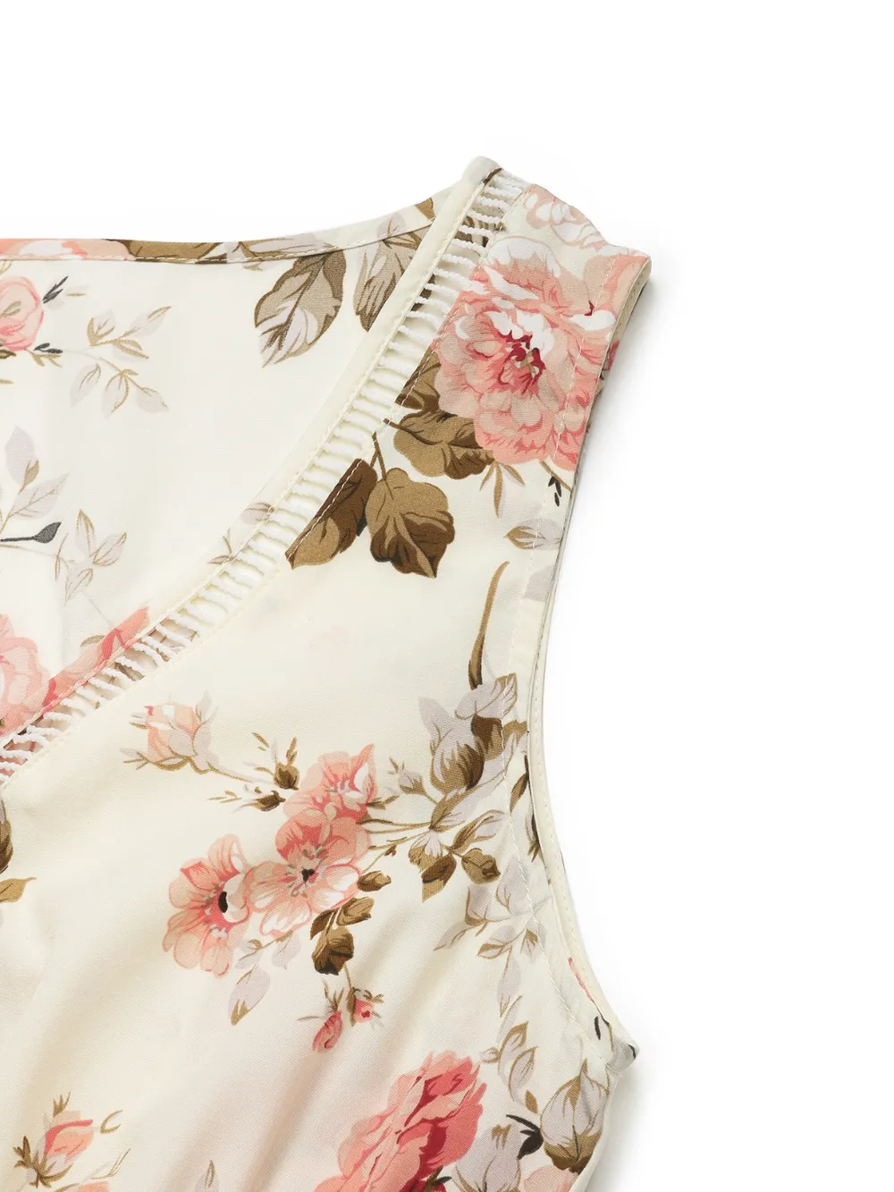 Printed Ruffled Hem V-Neck Sleeveless Dress, image 6