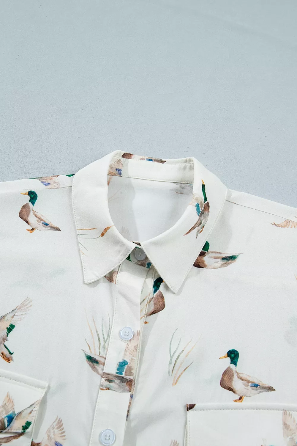 Mallard Printed Button Flap Pocket Short Sleeve Shirt, image 9
