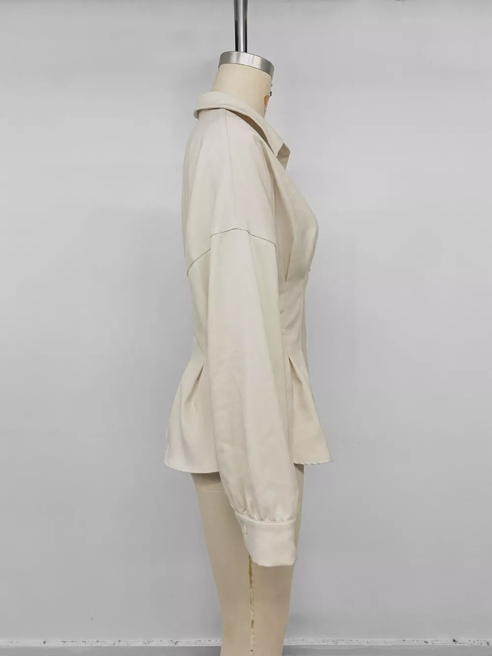 Ruched Button-Up Peplum Shirt, image 12