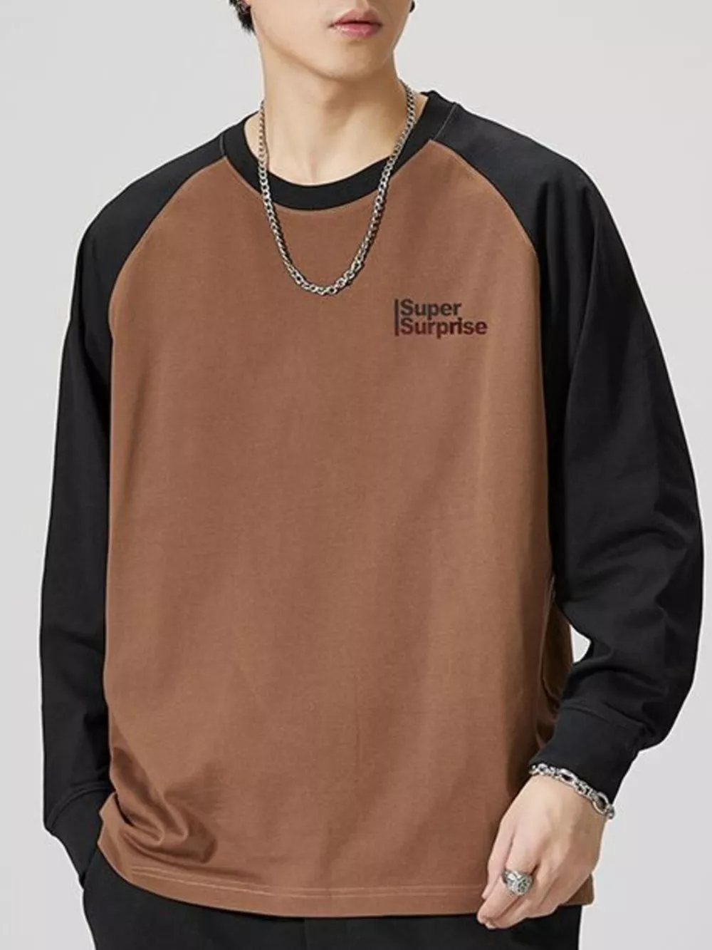 Men's Plus Size Round Neck Raglan Sleeve T-Shirt
