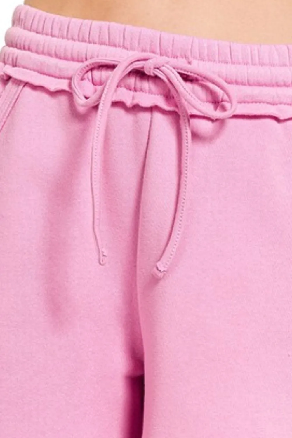 Fleece Raw Hem Shorts With Draw String, image 2