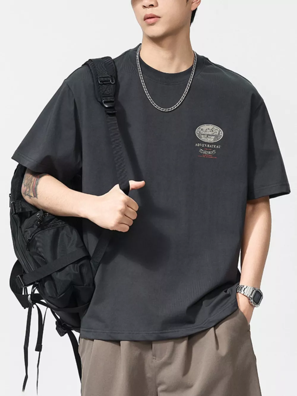 Men's Plus Size Round Neck Short Sleeve T-Shirt, image 9