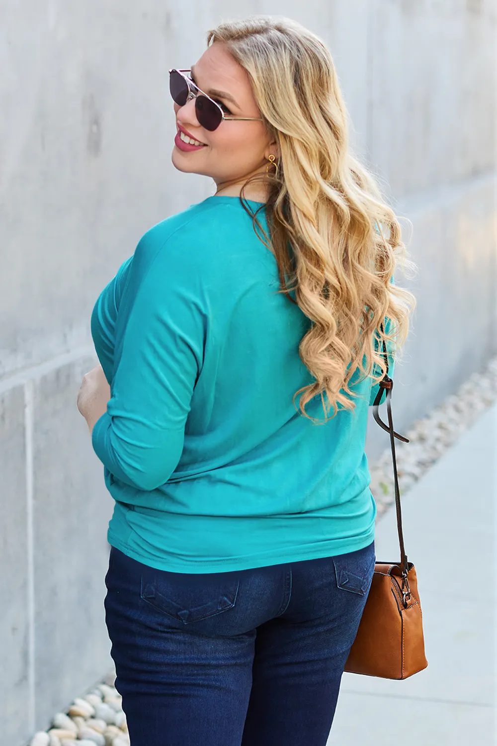Full Size Round Neck Batwing Sleeve Top, image 10
