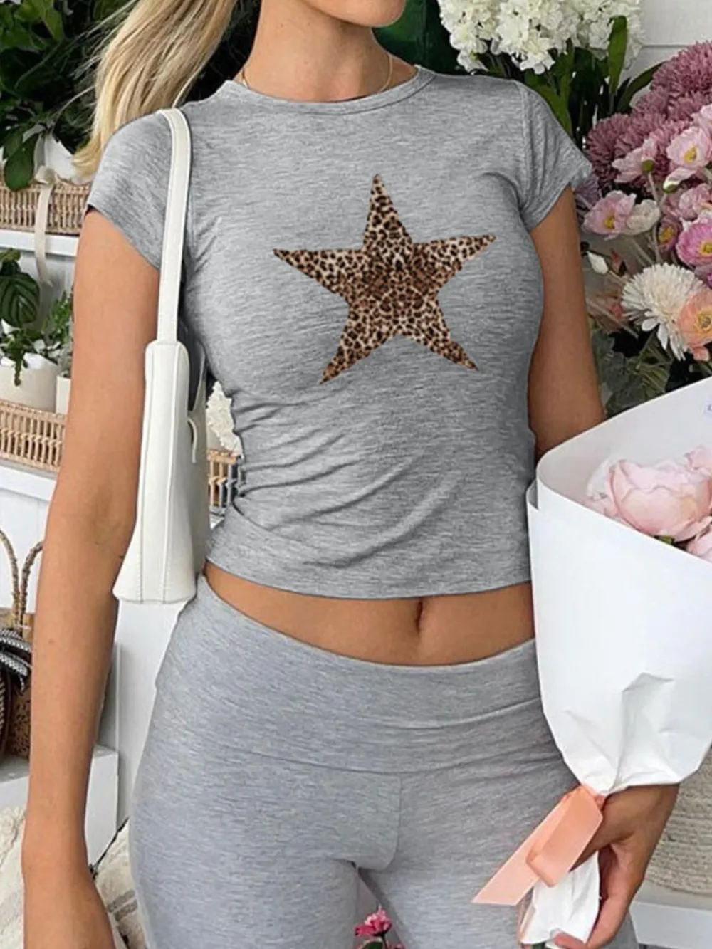 Star Round Neck Short Sleeve T-Shirt, image 13