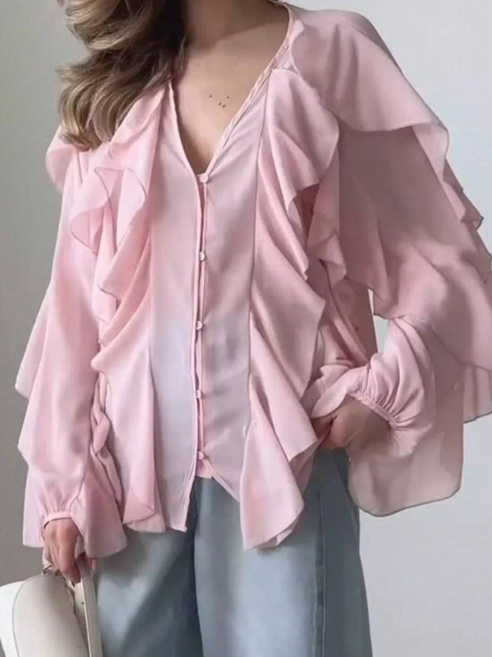 Ruffled Sheer Long Sleeve Blouse, image 16